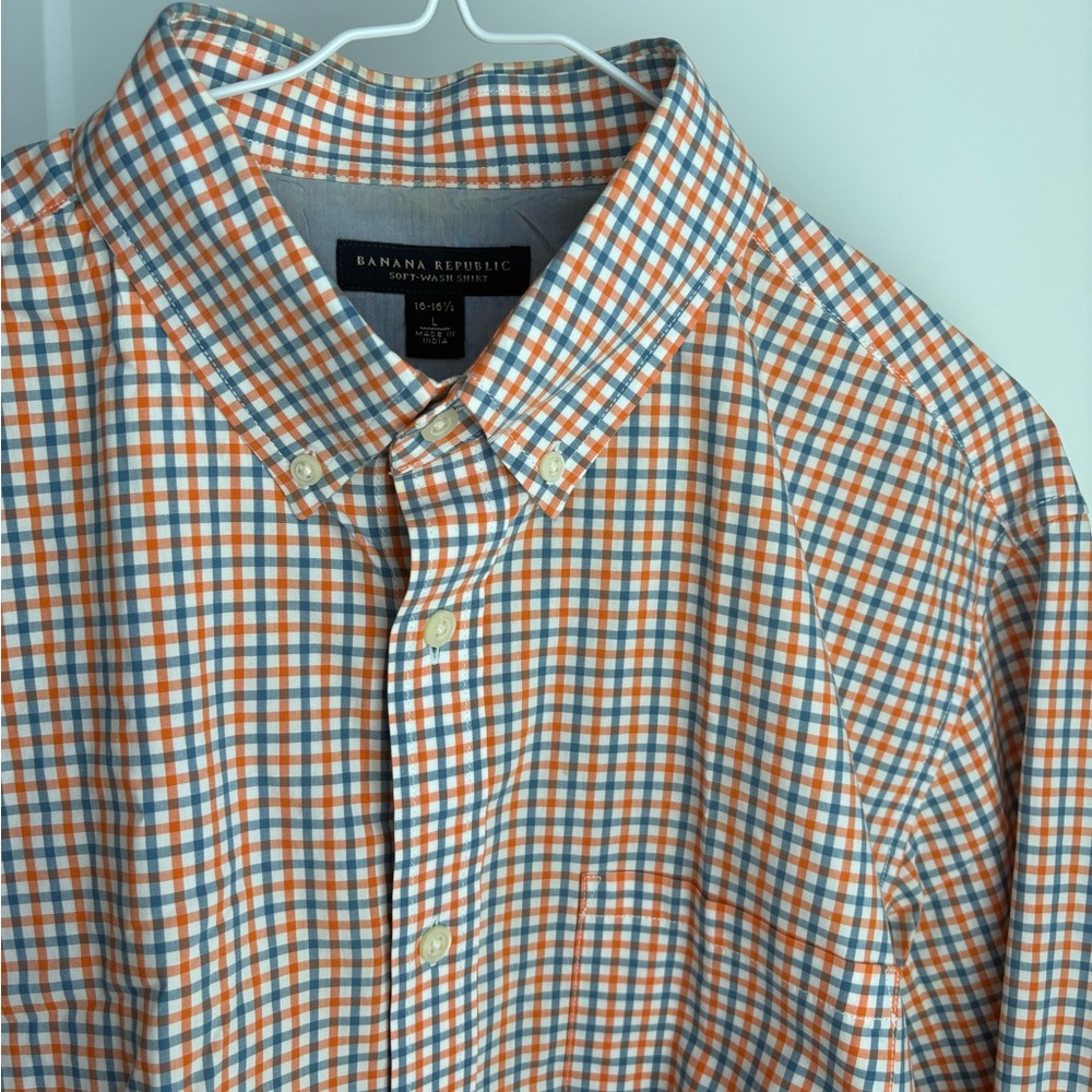 3 for $27! | BANANA REPUBLIC | Soft Wash shirt | long-slv btn dwn w checker ptrn